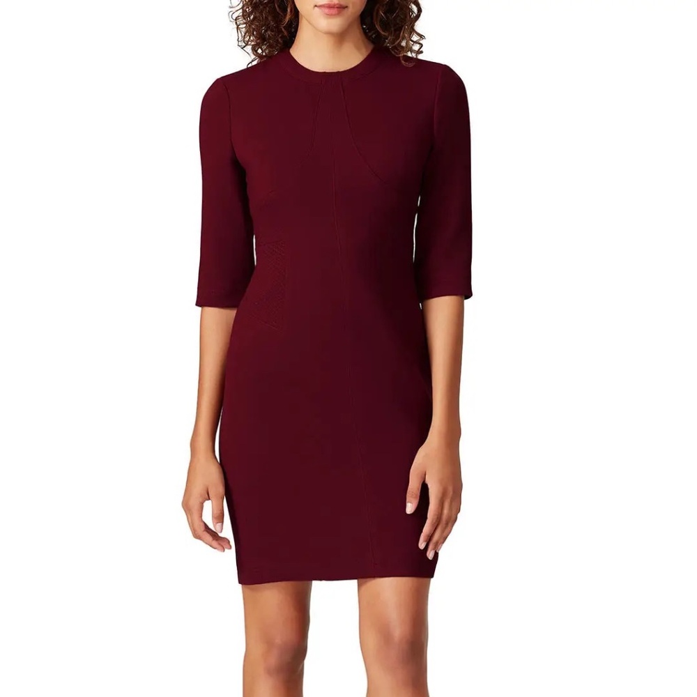 TOCCIN Burgundy Woven Sheath Dress, Size 6